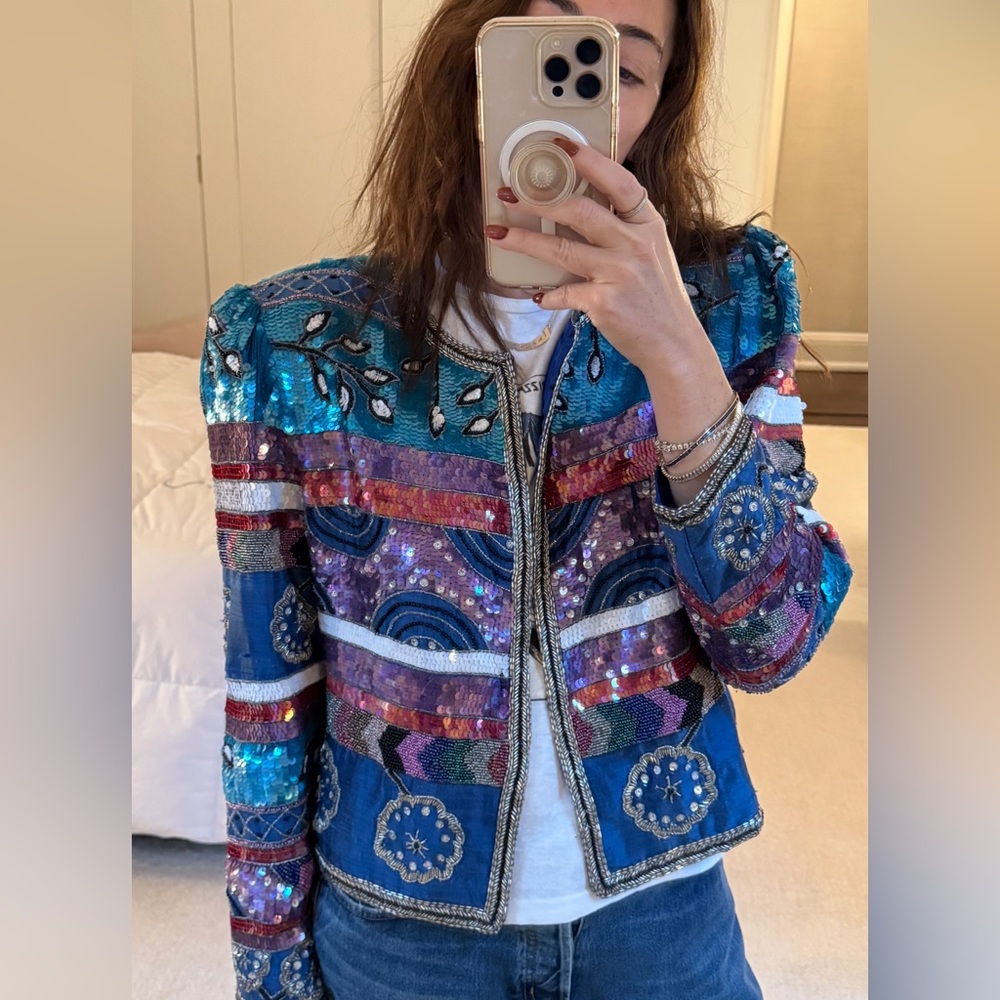 Leslie Fay Vintage Multicolor Sequin Blazer